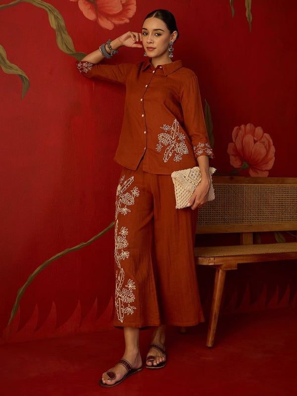Floral Embroidered Tunic With & Trousers