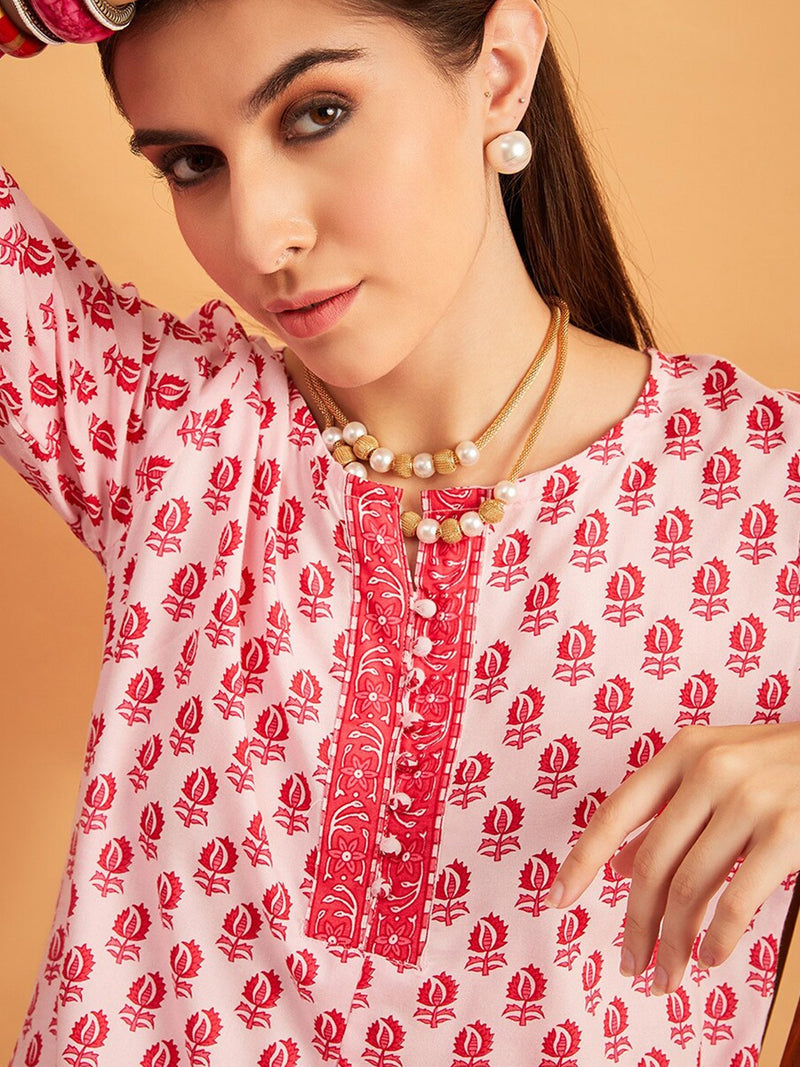 Floral Printed Straight Kurti