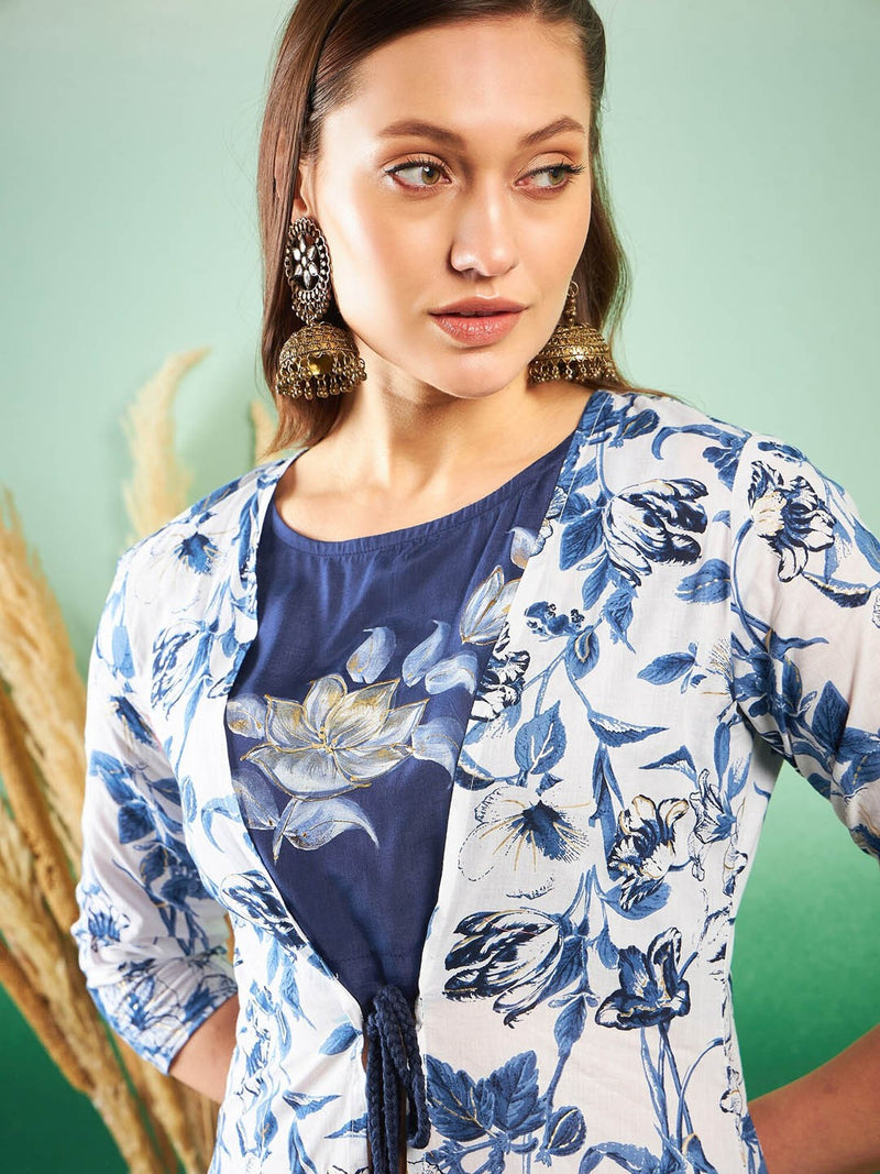 Printed Top & Jacket With Palazzo Co-Ords