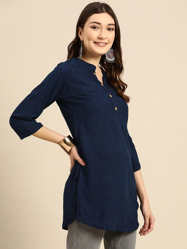 Navy Blue Printed Kurti