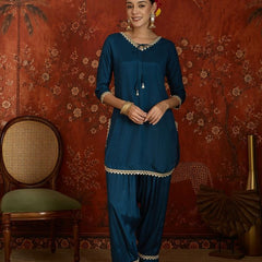 Pink Embroidered Straight Kurta With Farsi Salwar & Dupatta