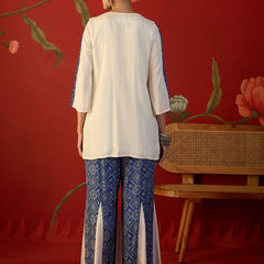 Floral Embroidered Tunic With Printed Palazzo Co-Ords Set