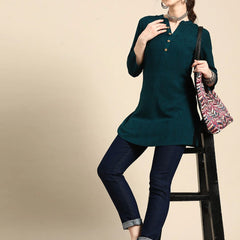 Printed Mandarin Collar Kurti
