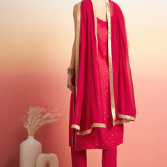 Printed Shoulder Strap Gotta Patti Kurta With Trousers & Dupatta