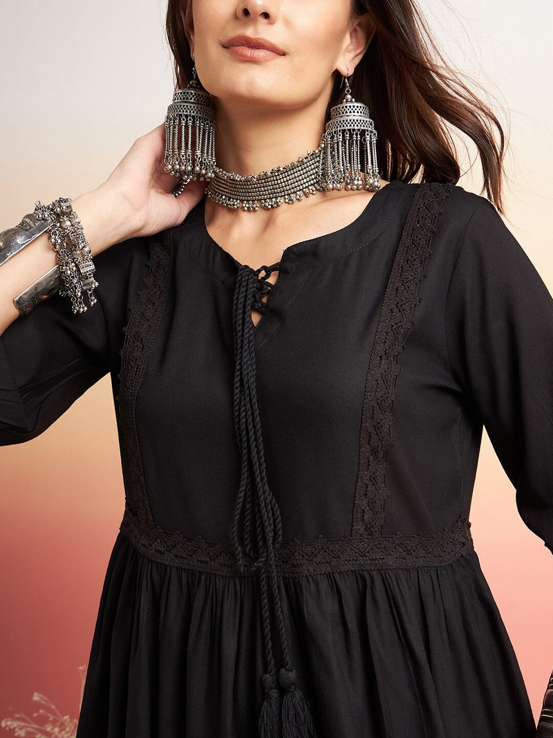 Embellished Lace Up Detail Top & Palazzo Co-Ords Set