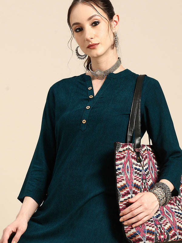 Printed Mandarin Collar Kurti