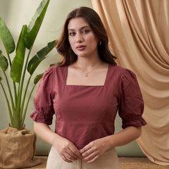 Black Solid Puff Sleeve Top