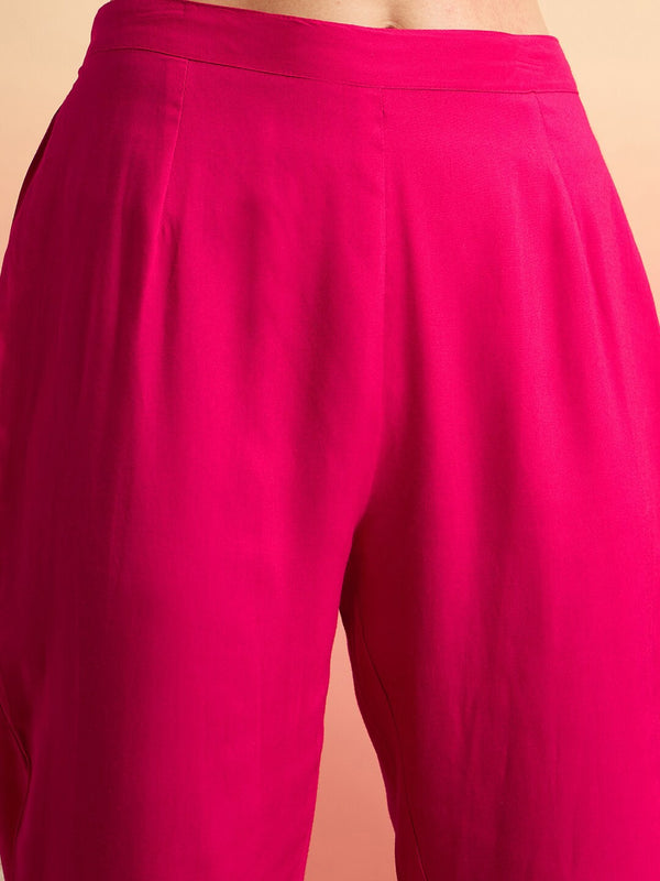 Printed Shoulder Strap Gotta Patti Kurta With Trousers & Dupatta