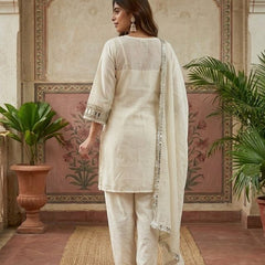 Pink Ethnic Motif Embroidered Kurta With Top & Trouser & Dupatta