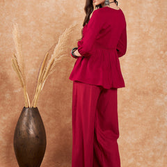 Embroidered Top With Palazzo Co-Ords