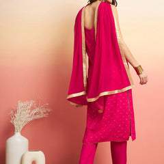 Printed Shoulder Strap Gotta Patti Kurta With Trousers & Dupatta