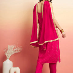 Printed Shoulder Strap Gotta Patti Kurta With Trousers & Dupatta