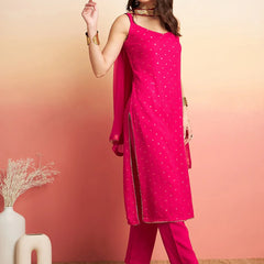 Printed Shoulder Strap Gotta Patti Kurta With Trousers & Dupatta