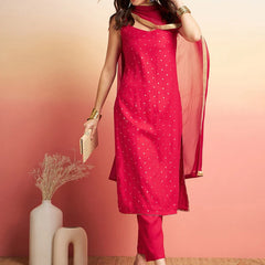 Printed Shoulder Strap Gotta Patti Kurta With Trousers & Dupatta