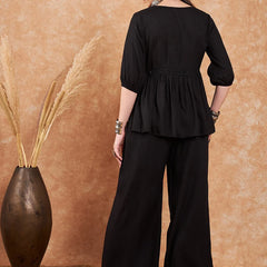 Embellished Lace Up Detail Top & Palazzo Co-Ords Set