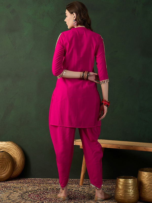 Embellished Mirror Work Tunic With Dhoti Pant Co-Ords