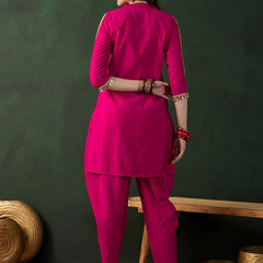 Embellished Mirror Work Tunic With Dhoti Pant Co-Ords