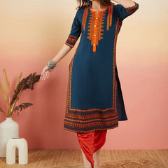 Ethnic Motifs Embroidered Thread Work Straight Kurta