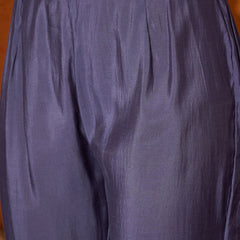 Blue Geometric Embroidered Round Neck Mirror Work Kaftan With Trousers