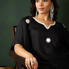 Geometric Embroidered & Mirror Work Kaftan Kurta With Trouser