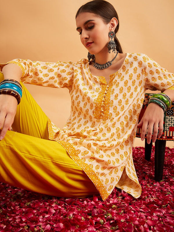 Floral Printed Straight Kurti