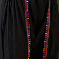 Black Mirror Work V-Neck Kaftan Kurta With Dhoti Pants