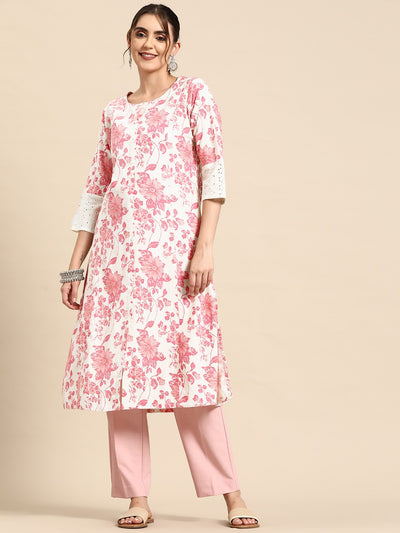 Floral Printed Cotton Slub Kurta