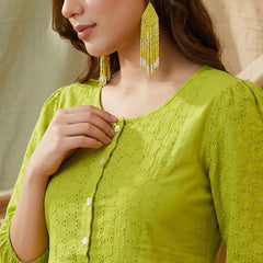 Ethnic Motifs Yoke Design Pure Cotton Short Kurti