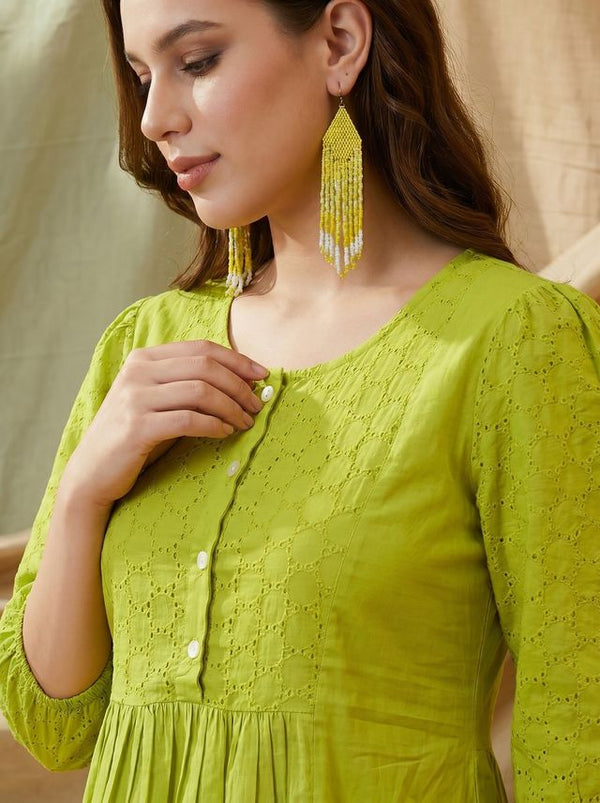 Ethnic Motifs Yoke Design Pure Cotton Short Kurti
