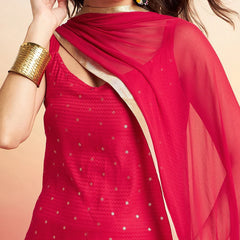 Printed Shoulder Strap Gotta Patti Kurta With Trousers & Dupatta
