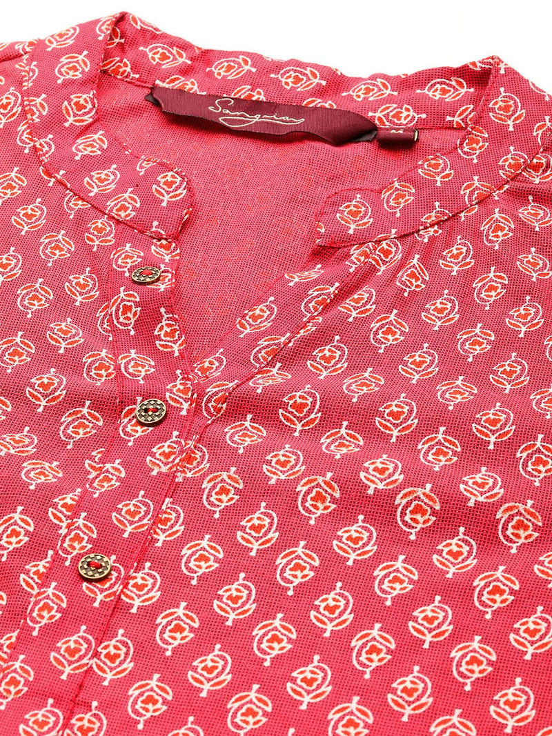 Red Floral Printed Kurti