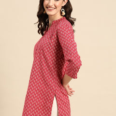 Red Floral Printed Kurti