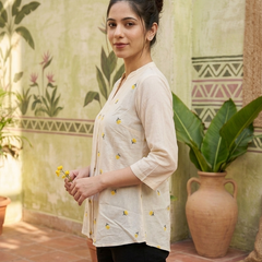Floral Embroidered Staright Short Kurti
