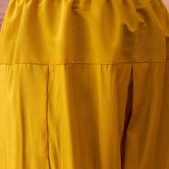 Mustard Ethnic Motif Embroidered Straight Kurta With Trouser & Dupatta Kurta Set