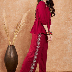 Embroidered Top With Palazzo Co-Ords
