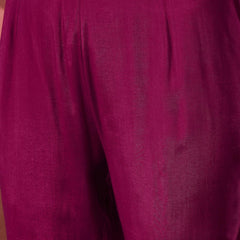Floral Embroidered Notch Neck Kaftan Kurta With Trouser