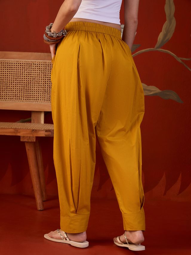 Women’s Solid Pleated Harem Cotton Trouser