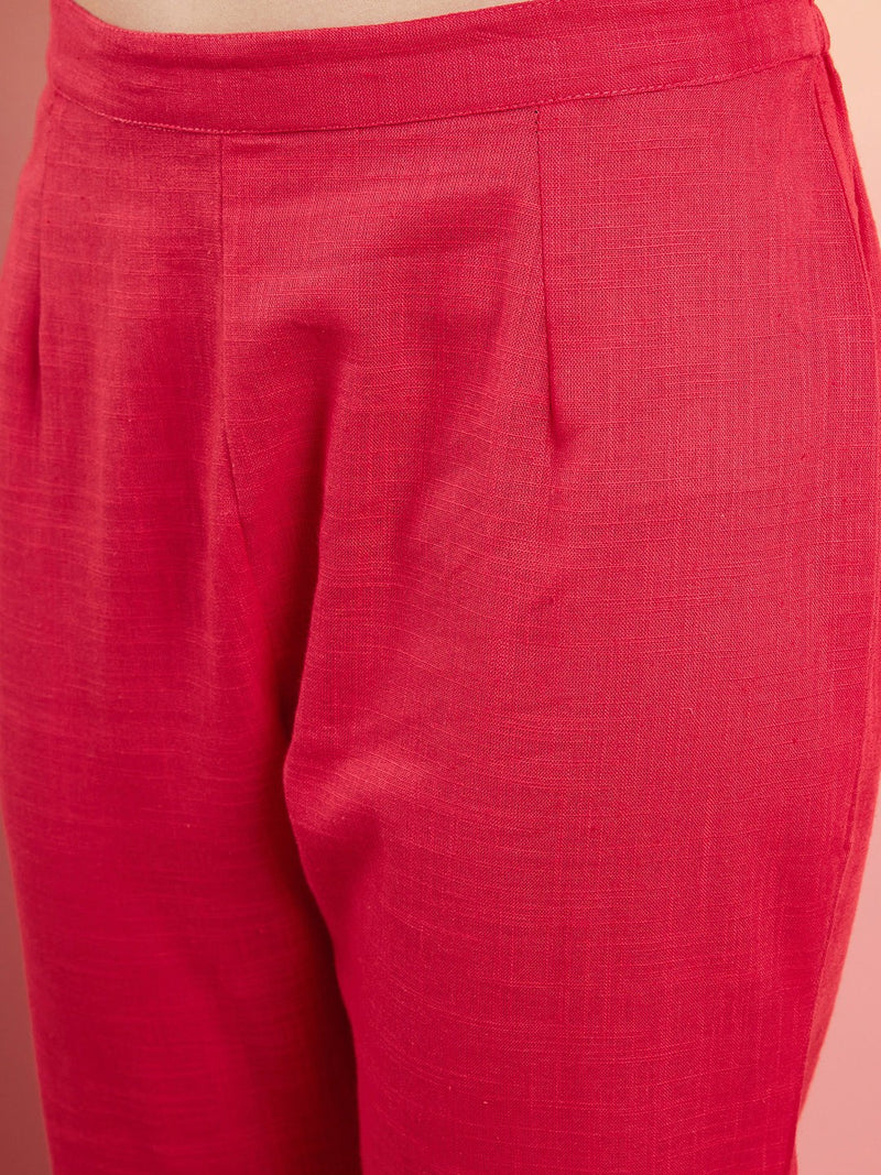 Pure Cotton V-Neck Pathani Kurta With Trousers