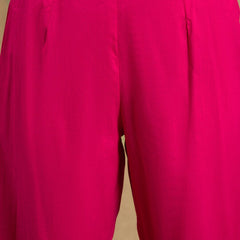 Pink Woven Design Thread Work Detail Pure Cotton Kurta & Trouser With Dupatta