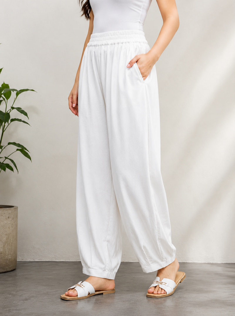 Linen Cotton Balloon Fit Trousers