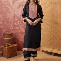 Floral Embroidered Straighte Kurta With Trouser & Dupatta  Kurta Set