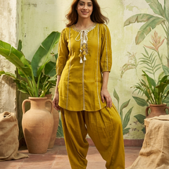 Floral Embroidered Tunic With & Farsi Salwar