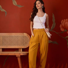 Women’s Solid Pleated Harem Cotton Trouser
