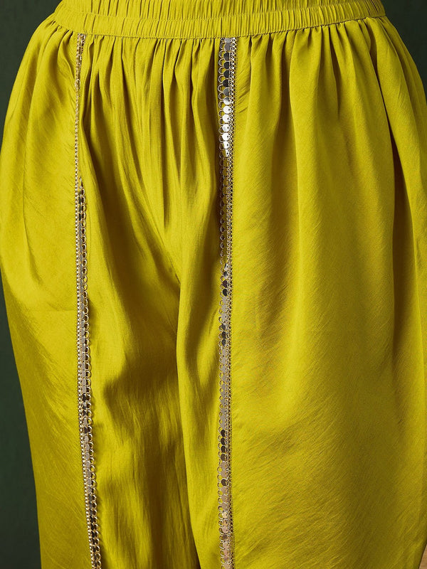 Back view of mirror work tunic with dhoti pant