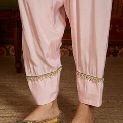 Pink Embroidered Straight Kurta With Farsi Salwar & Dupatta