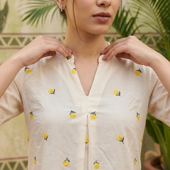 Floral Embroidered Staright Short Kurti
