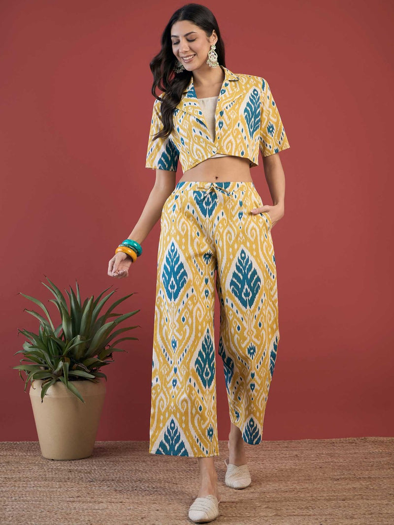 Ethnic Motifs Printed Top Jacket With Trousers