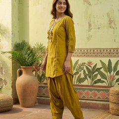 Floral Embroidered Tunic With & Farsi Salwar