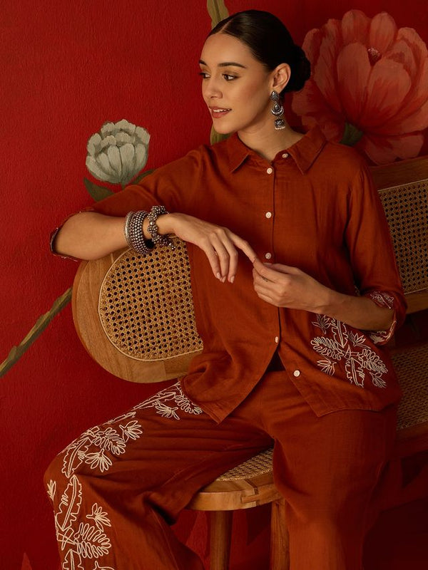 Floral Embroidered Tunic With & Trousers