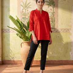 Ethnic Motifs Yoke Design Pure Cotton Short Kurti
